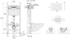 KIT VSWG 7212 Slim P1 Комплект инсталляции 4 в 1 инст. WINNER S BLOCK  VS0853202, унитаз EDEN 7212 с крышкой 7220, клавиша P1, ABS,бел.глянец, VALSIR