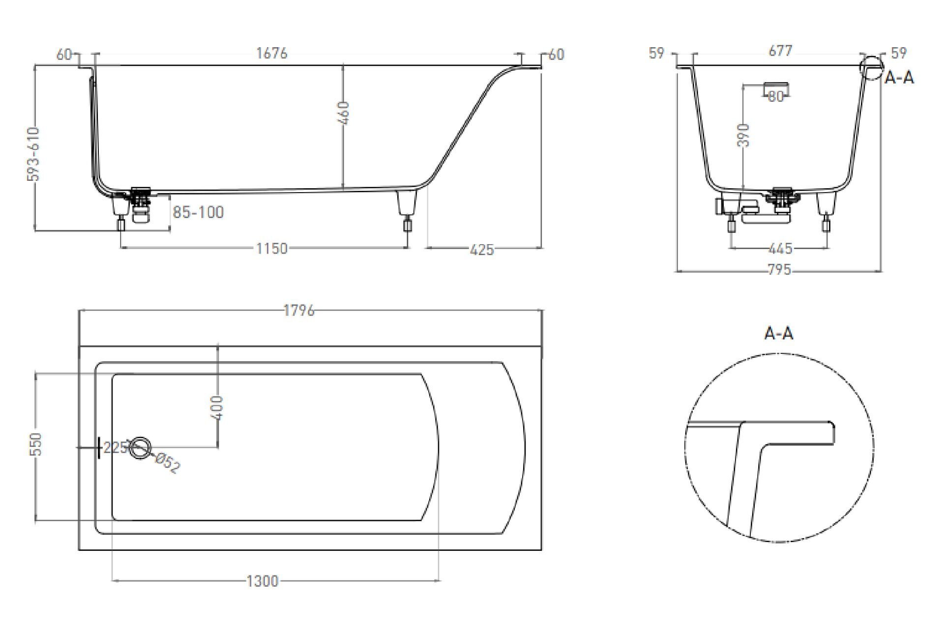 CASCATA KIT 180x80 RAl матовый внутри