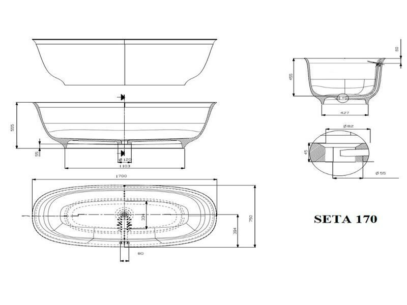 Ванна PLUMBERIA SELECTION Seta 170BO