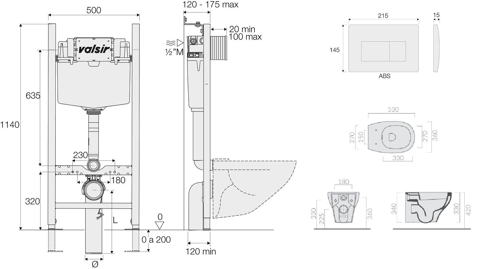KIT VSWG 7212 Slim P1 Комплект инсталляции 4 в 1 инст. WINNER S BLOCK  VS0853202, унитаз EDEN 7212 с крышкой 7220, клавиша P1, ABS,бел.глянец, VALSIR