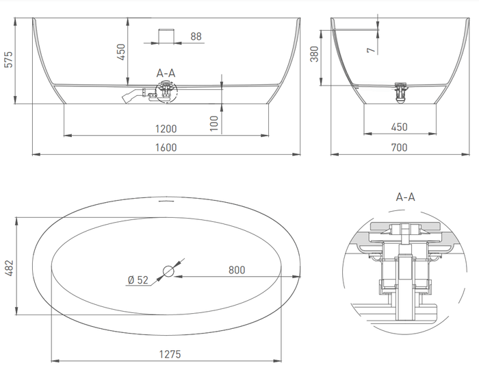 ALDA 160х70 RAL Матовый