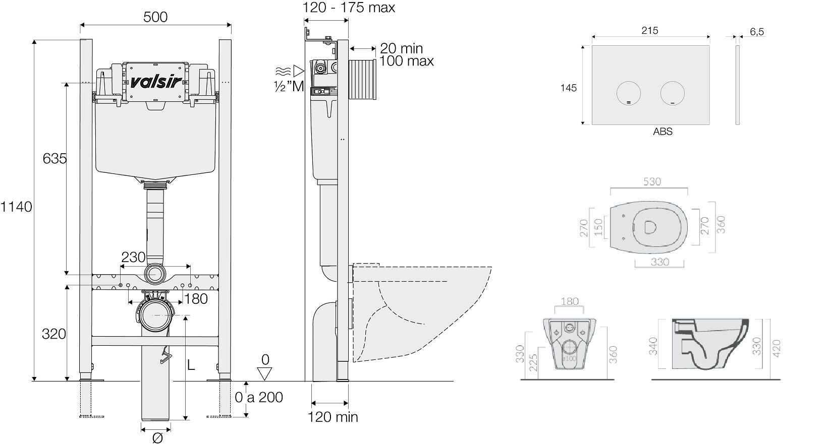 KIT VSCR 7212 Slim P4 Комплект инсталляции 4 в 1 инст. WINNER S BLOCK  VS0853202, унитаз EDEN 7212 с крышкой 7220, клавиша P4, ABS,хром, VALSIR